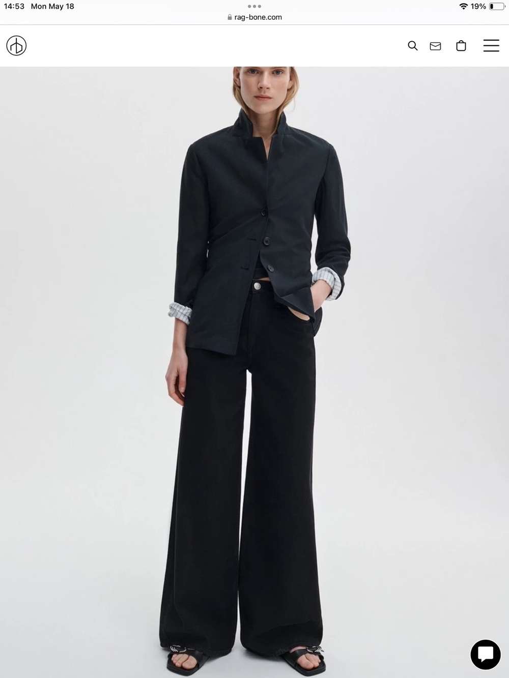 rag & bone Black Wide-Leg Jeans